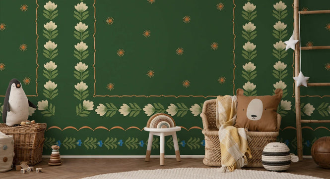 PHOTOWALL / Greek Flower Frame - Green (e94917)