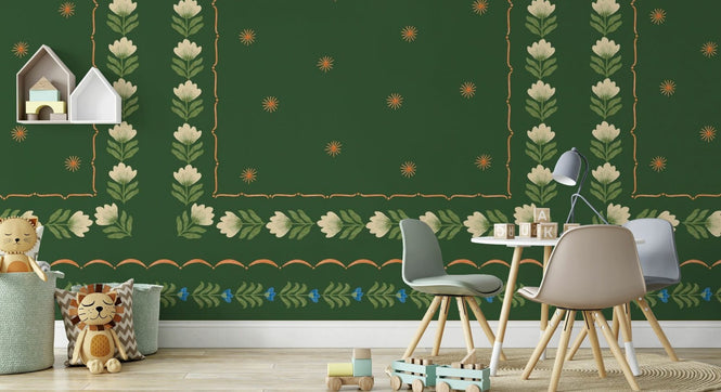 PHOTOWALL / Greek Flower Frame - Green (e94917)