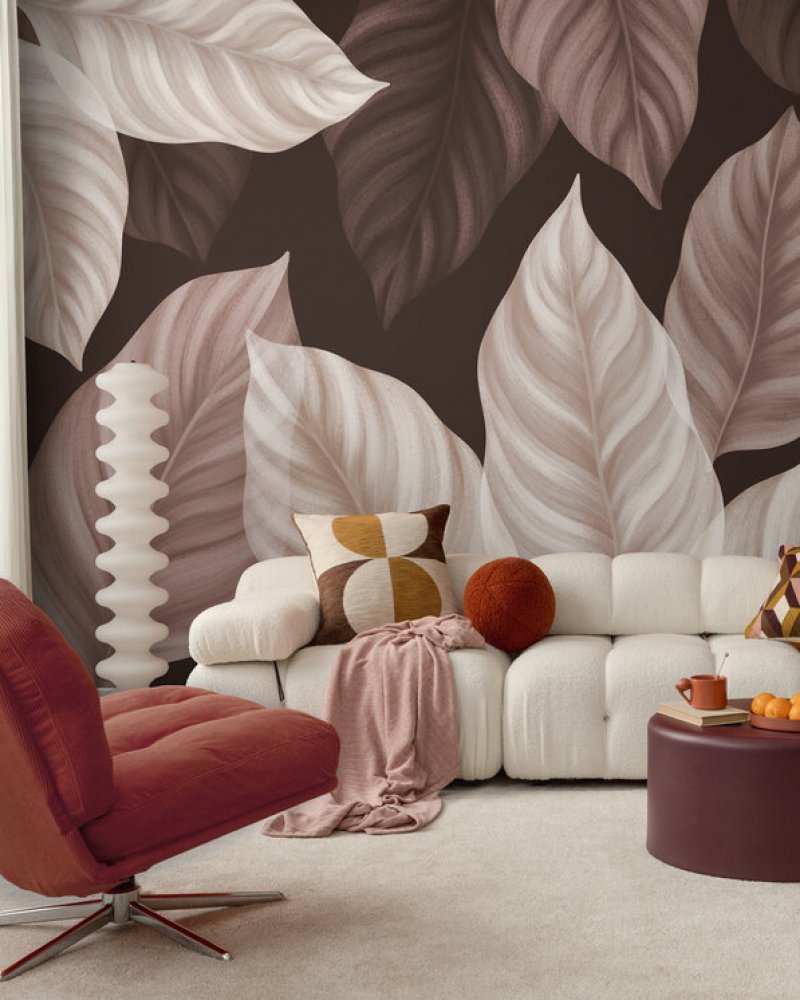 PHOTOWALL / Leaves - Pink (e94945)
