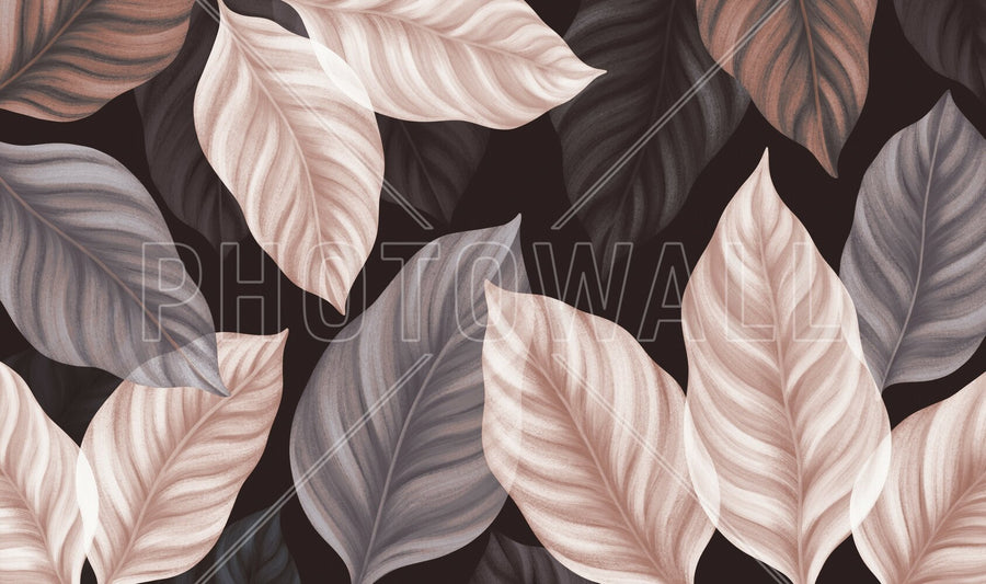 PHOTOWALL / Leaves - Pink Blue (e94954)
