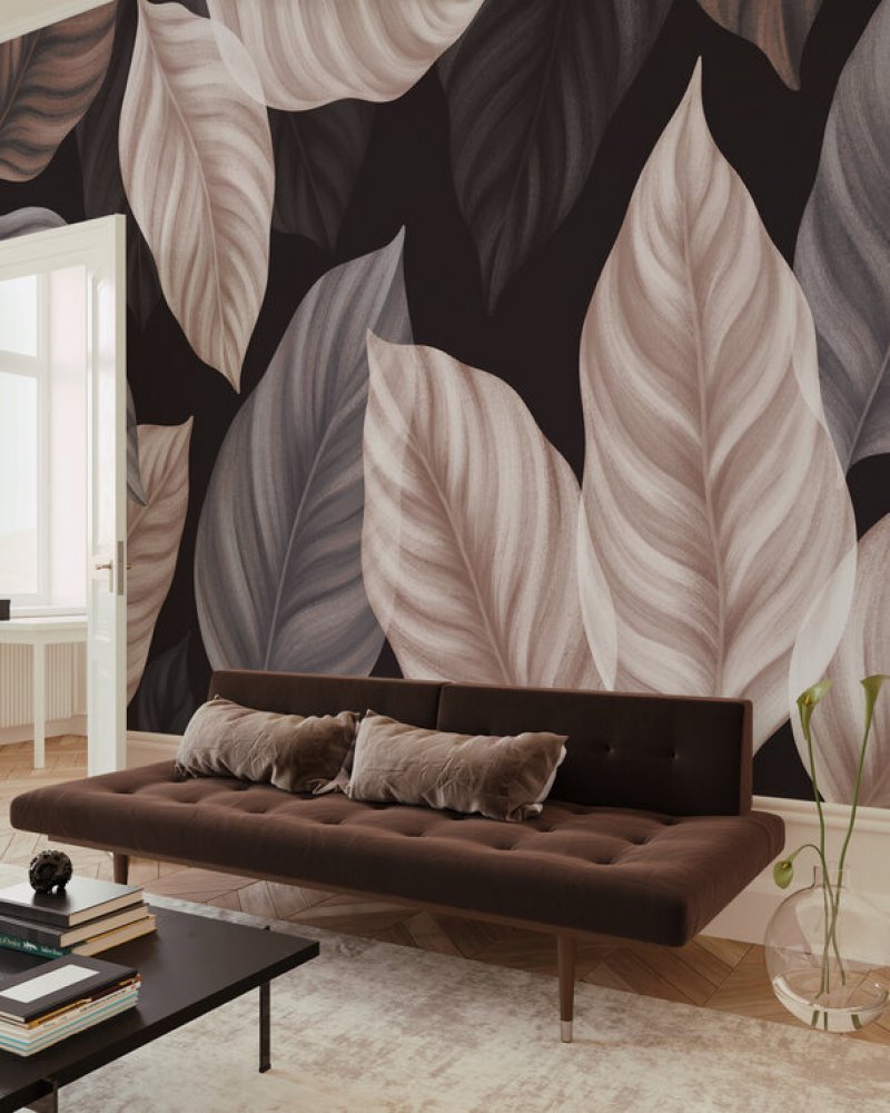 PHOTOWALL / Leaves - Pink Blue (e94954)
