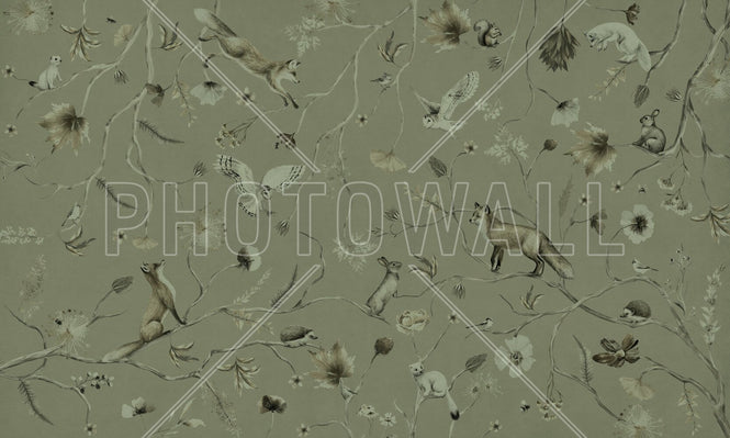 PHOTOWALL / Playful Forest - Monochrome - Green (e94963)