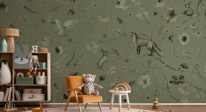 PHOTOWALL / Playful Forest - Monochrome - Green (e94963)