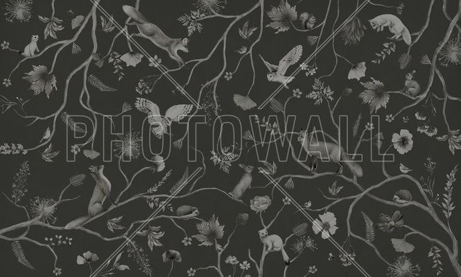 PHOTOWALL / Playful Forest - Monochrome - Black (e94964)