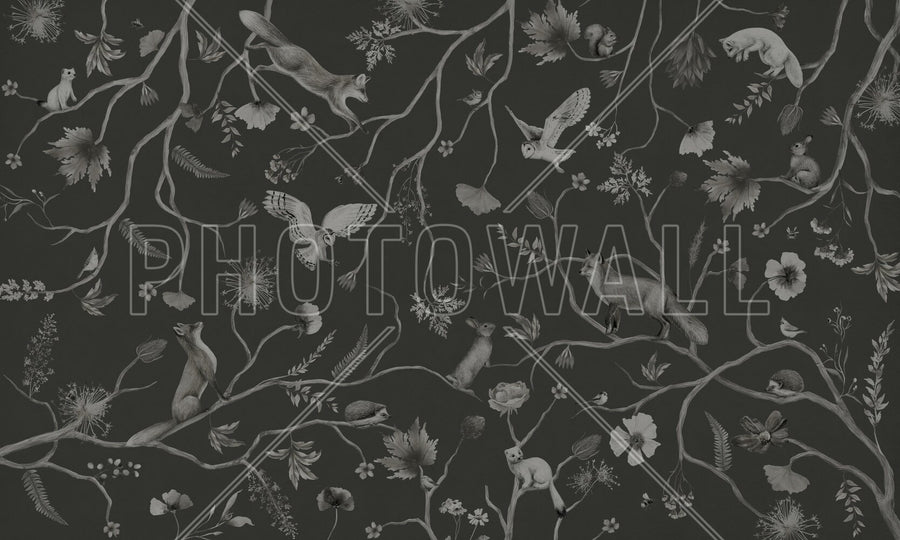 PHOTOWALL / Playful Forest - Monochrome - Black (e94964)