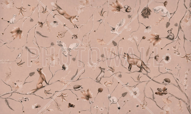 PHOTOWALL / Playful Forest - Monochrome - Pink (e94969)