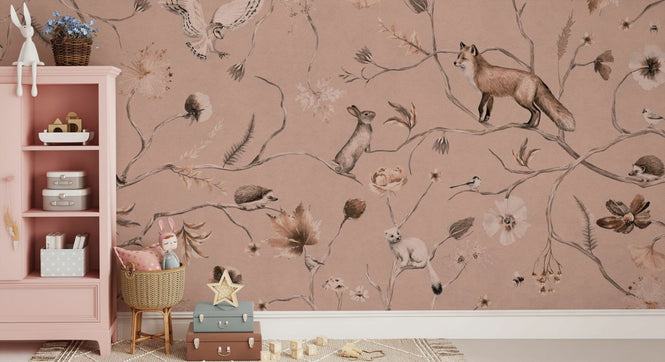 PHOTOWALL / Playful Forest - Monochrome - Pink (e94969)