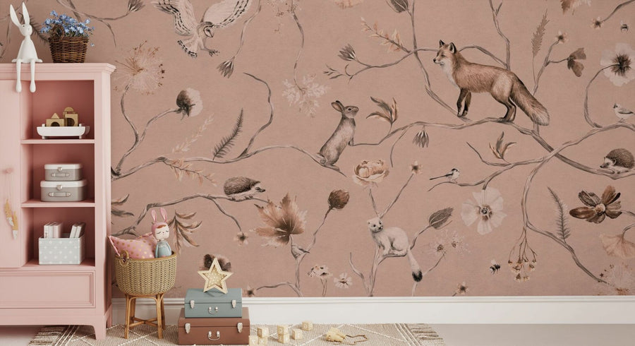 PHOTOWALL / Playful Forest - Monochrome - Pink (e94969)