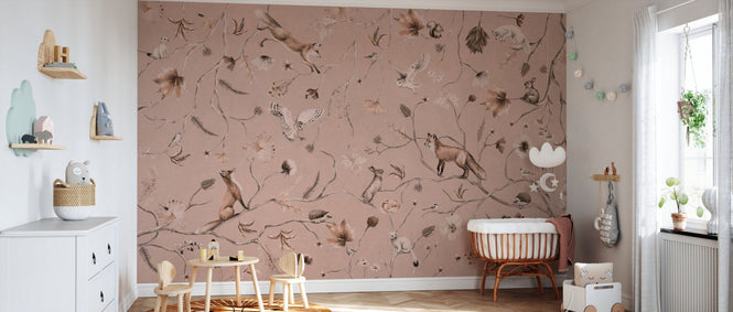 PHOTOWALL / Playful Forest - Monochrome - Pink (e94969)