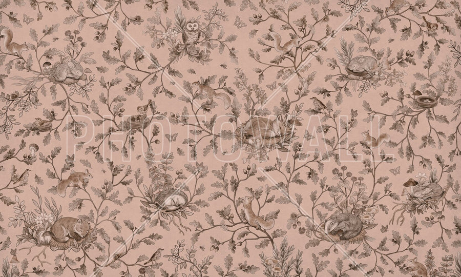 PHOTOWALL / Playful Woods - Monochrome - Pink (e94970)