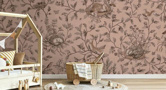 PHOTOWALL / Playful Woods - Monochrome - Pink (e94970)
