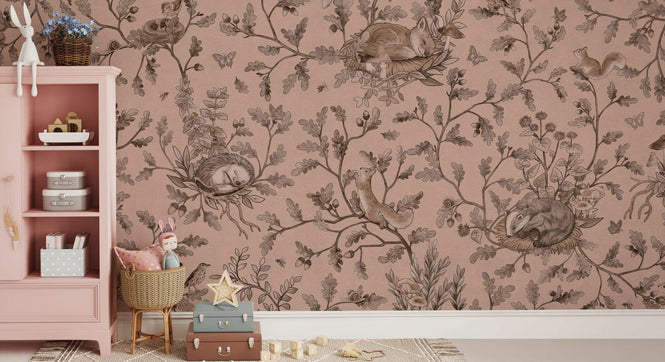 PHOTOWALL / Playful Woods - Monochrome - Pink (e94970)