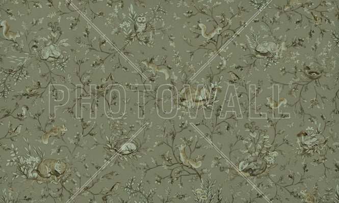 PHOTOWALL / Playful Woods - Monochrome - Green (e94972)