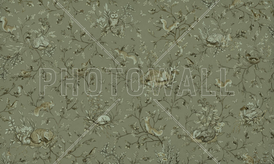 PHOTOWALL / Playful Woods - Monochrome - Green (e94972)