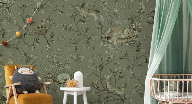PHOTOWALL / Playful Woods - Monochrome - Green (e94972)