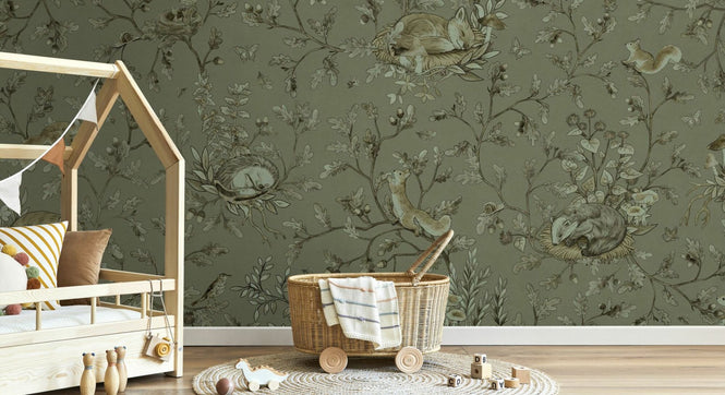 PHOTOWALL / Playful Woods - Monochrome - Green (e94972)