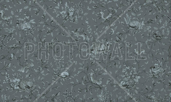 PHOTOWALL / Playful Woods - Monochrome - Blue (e94974)