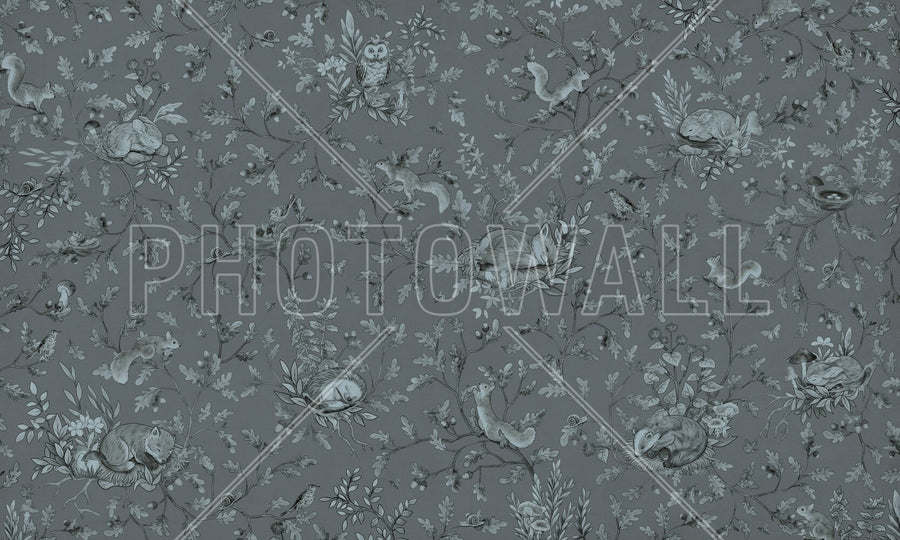 PHOTOWALL / Playful Woods - Monochrome - Blue (e94974)
