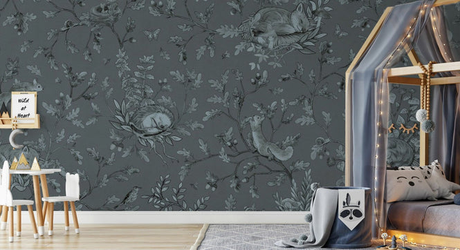 PHOTOWALL / Playful Woods - Monochrome - Blue (e94974)