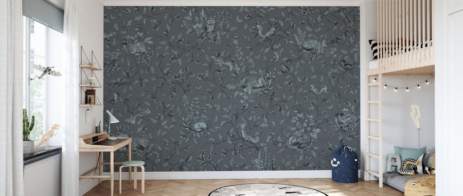 PHOTOWALL / Playful Woods - Monochrome - Blue (e94974)
