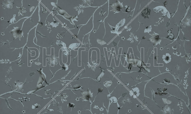 PHOTOWALL / Playful Forest - Monochrome - Blue (e94975)