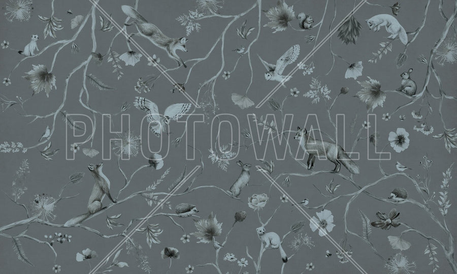 PHOTOWALL / Playful Forest - Monochrome - Blue (e94975)