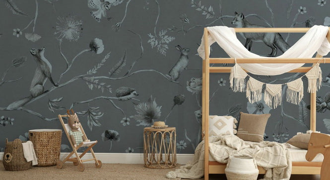 PHOTOWALL / Playful Forest - Monochrome - Blue (e94975)