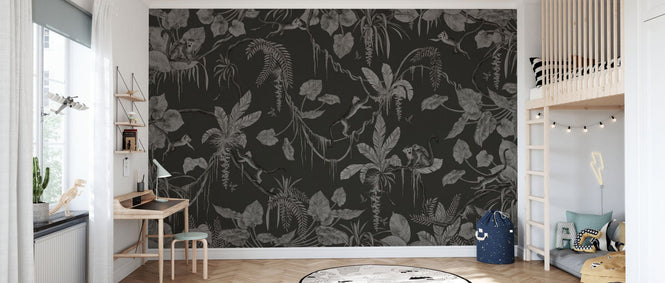 PHOTOWALL / Playful Monkeys - Monochrome - Black (e94976)