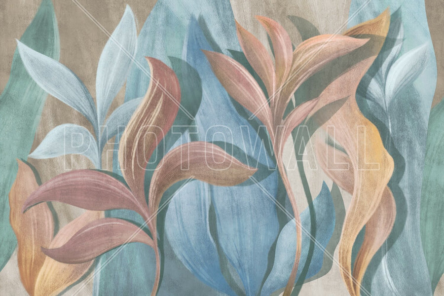 PHOTOWALL / Big Colored Leaves - Beige (e95085)