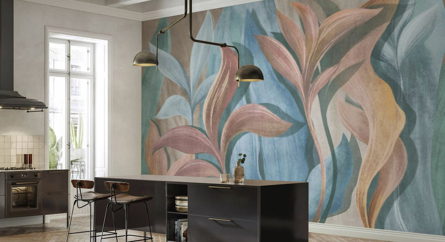 PHOTOWALL / Big Colored Leaves - Beige (e95085)