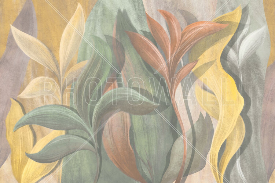 PHOTOWALL / Big Colored Leaves - Yellow (e95088)