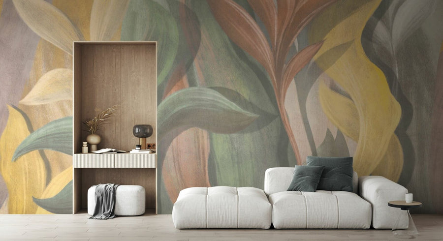PHOTOWALL / Big Colored Leaves - Yellow (e95088)