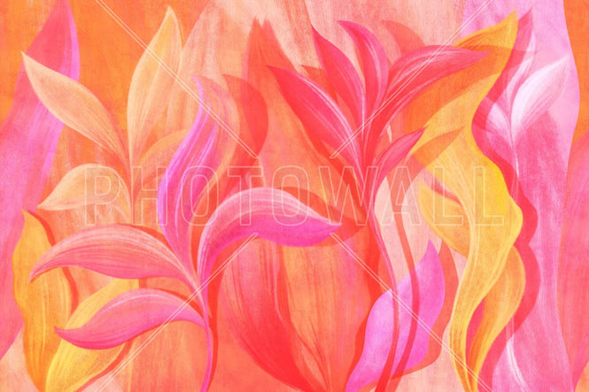 PHOTOWALL / Big Colored Leaves - Pink (e95092)