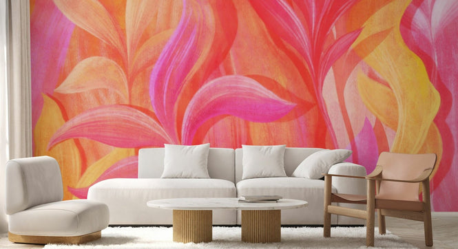 PHOTOWALL / Big Colored Leaves - Pink (e95092)