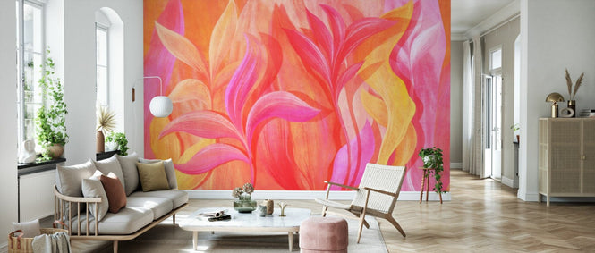 PHOTOWALL / Big Colored Leaves - Pink (e95092)