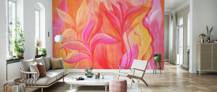 PHOTOWALL / Big Colored Leaves - Pink (e95092)