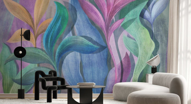 PHOTOWALL / Big Colored Leaves - Blue Green (e95094)