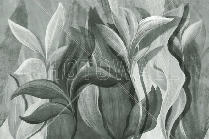 PHOTOWALL / Big Colored Leaves - BW (e95095)