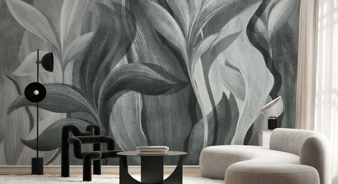 PHOTOWALL / Big Colored Leaves - BW (e95095)