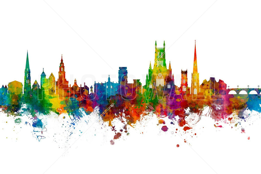 PHOTOWALL / Worcester England Skyline - Multicolor (e95115)