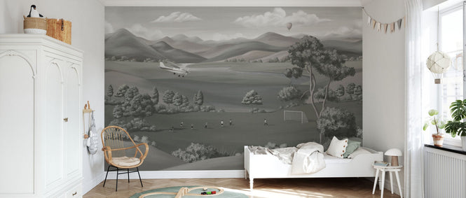 PHOTOWALL / Children Playing in the Field - Grey (e95141)