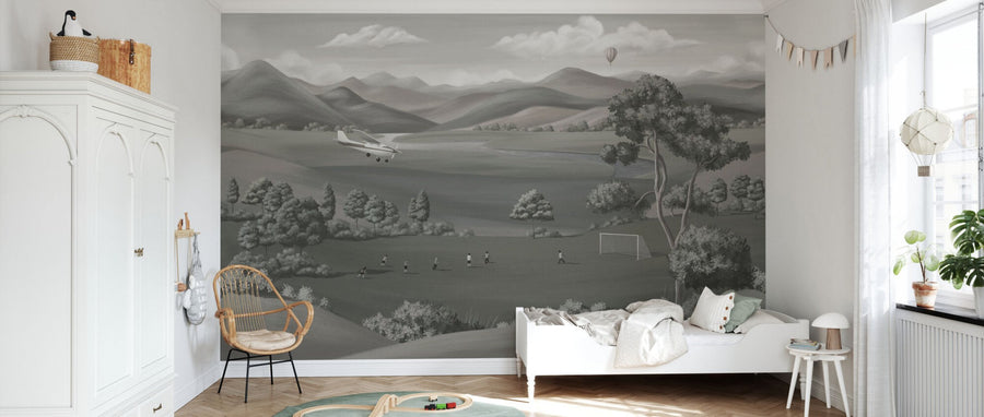 PHOTOWALL / Children Playing in the Field - Grey (e95141)