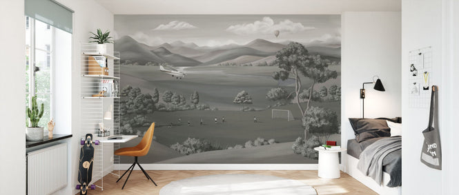 PHOTOWALL / Children Playing in the Field - Grey (e95141)