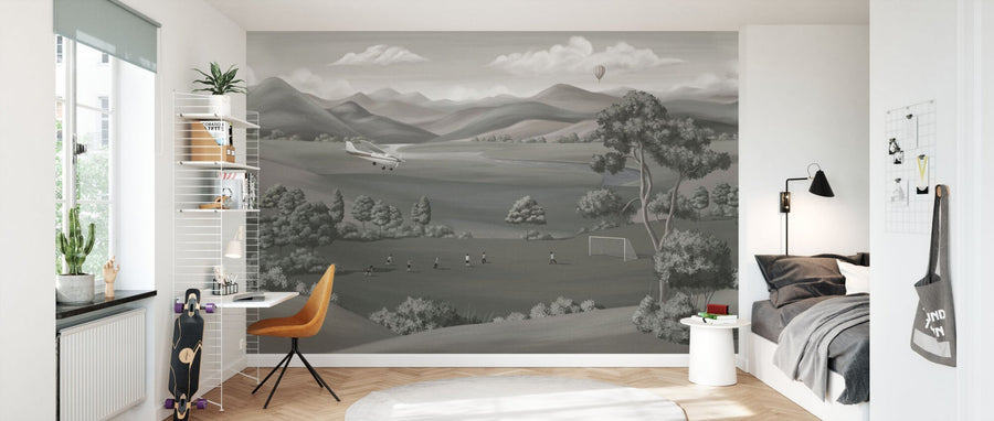 PHOTOWALL / Children Playing in the Field - Grey (e95141)