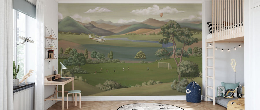 PHOTOWALL / Children Playing in the Field - Green (e95142)