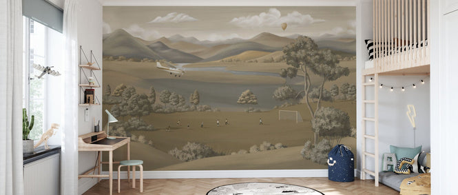 PHOTOWALL / Children Playing in the Field - Brown (e95143)