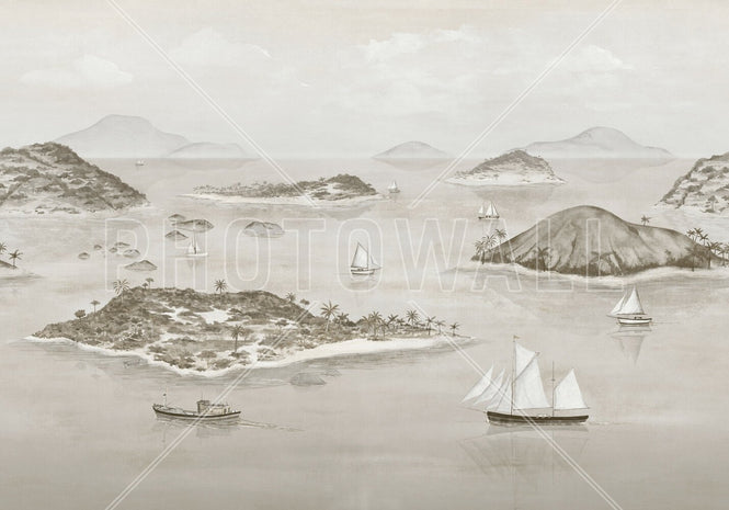 PHOTOWALL / Sailing Boats Seaside - Grey (e95168)