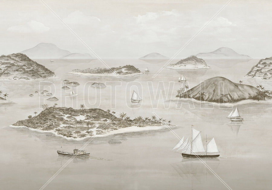 PHOTOWALL / Sailing Boats Seaside - Grey (e95168)