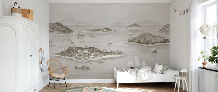 PHOTOWALL / Sailing Boats Seaside - Grey (e95168)
