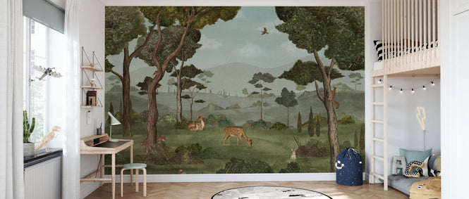 PHOTOWALL / Animals in Serene Forest - Green (e95169)